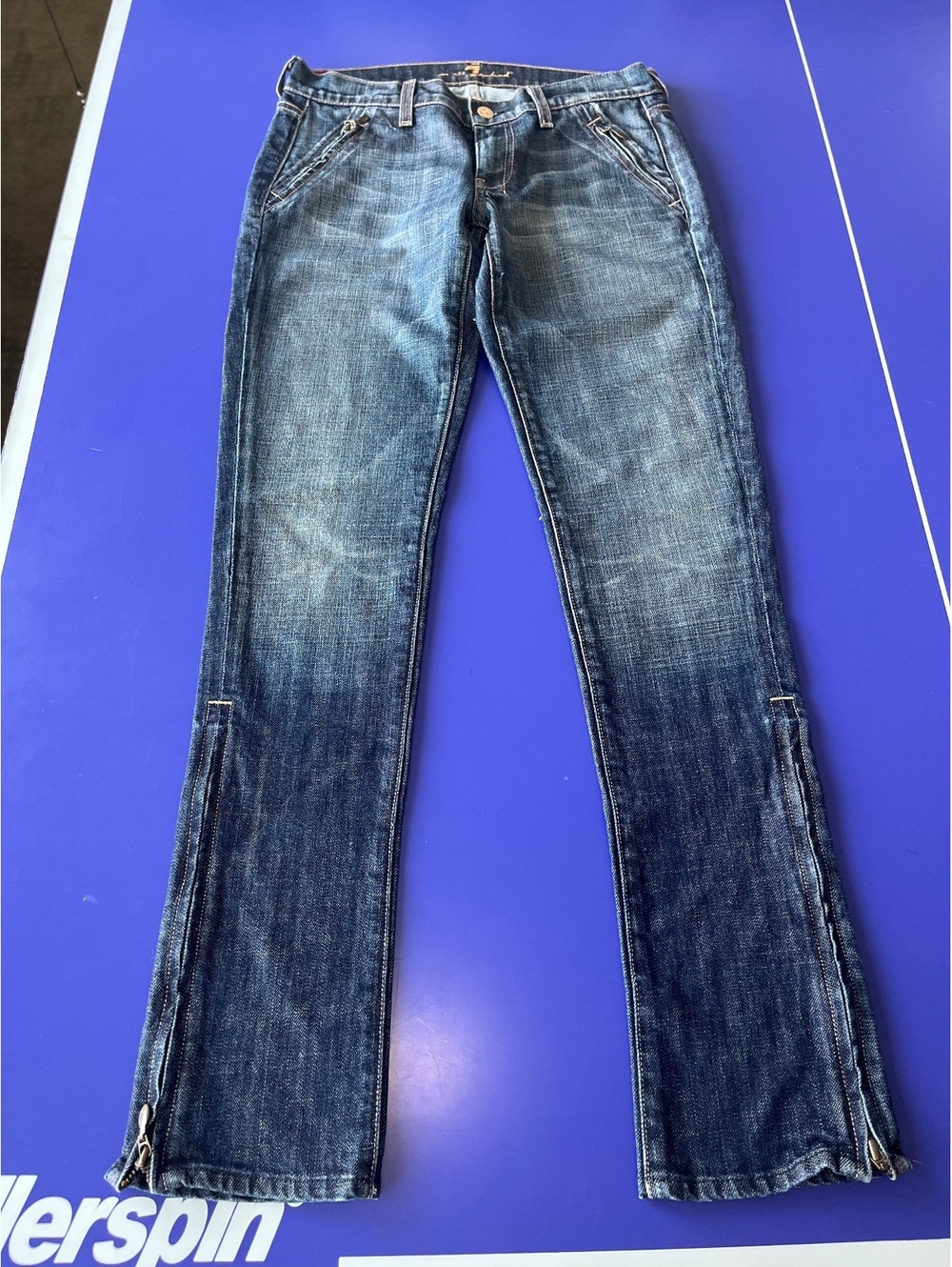 7 For All Mankind Women's super skinny Blue Denim Jeans Size 28 Waist low rise